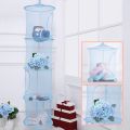 Brand New Mesh Hanging Storage Organizer 4 Compartments Folding Toy Clothing Bag Clothes Dryer Net Basket Hanging Organizer. 