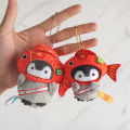 Japanese positive energy koi penguin plush doll small pendant bag hanging charm doll keychain doll. 