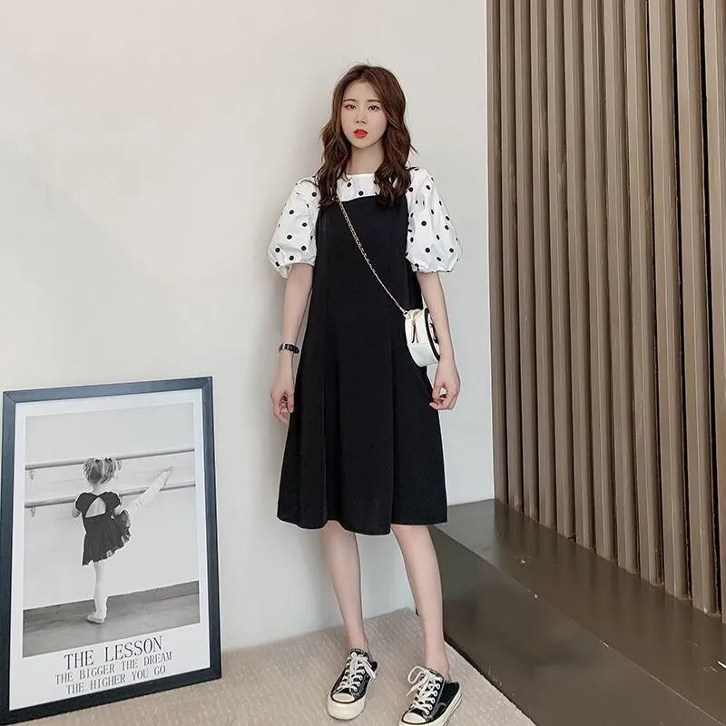 IELGY fashion suit female Korean style loose polka dot top + sling dress  two-piece trend | Daraz.com.bd