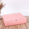 【Be worth】 Cardboard Ribbons Paper Day Box Valentine's Kraft Package With Color Pink Square. 