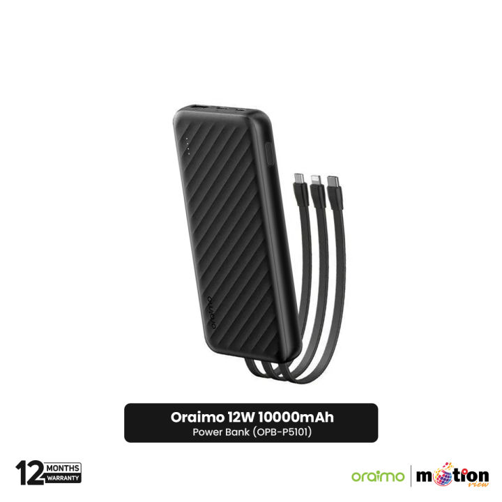 Oraimo 12W 10000mAh Power Bank (OPB-P5101) - Black