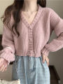 ITOOLIN Women Sweater Cardigan V-Neck Button Up Casual Knit Sweater Coat Sweet Cardigan Coat For Women 2023 Autumn Winter.