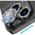ELEF Diamond Stone Camera Lens Protector For iPhone 14 Pro Max,iPhone 14 Pro HD Clear Real Glass Protection Metal Alloy Full Fit Lens Ring For iPhone 14 Pro Max-Black.