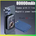 Magnetic 80000mAh Power Bank Super Fast Charging 10W Wireless Charging PD 20W Mobile Portable Battery with Three-Wire Stand. 