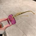 Retro Sunglasses Lady Vintage Metal Cheetah Luxury  Designer Rimless Sun Glasses Frameless Shade Mirror UV400. 