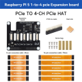 For 5 4-CH Board PCIe FFC Expansion Card PCIe to PCIe HAT Interface Supports Stacking Multiple PCIe HAT Modules. 