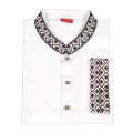 Men's Premium Quality White Embroidery Semi Long  Panjabi with Snap Button. 