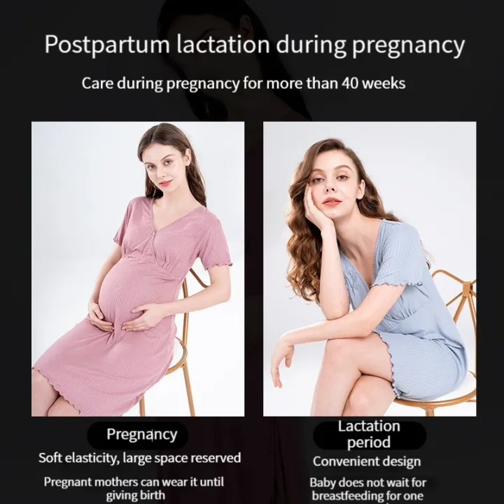 Modal%20Maternity%20Clothes%20Breastfeeding%20Nightgowns%20Nursing%20Sleepwear%20Hospital%20Loose%20Fitting%20Feeding%20Pajamas%20Pregnancy%20Dress%20-%20Image%203
