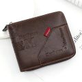 Men's Wallet Made of PU Wax Oil Skin Purse for Men Coin Purse Short Male Card Holder Wallets Zipper Around Money Coin Purse.