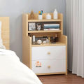 Royal Decor M14 MDF Exclusive Bed Side Table or Nightstand for Bedroom, Simple Storage Cabinet With Drawers and Shelves, Beech-White Finish.