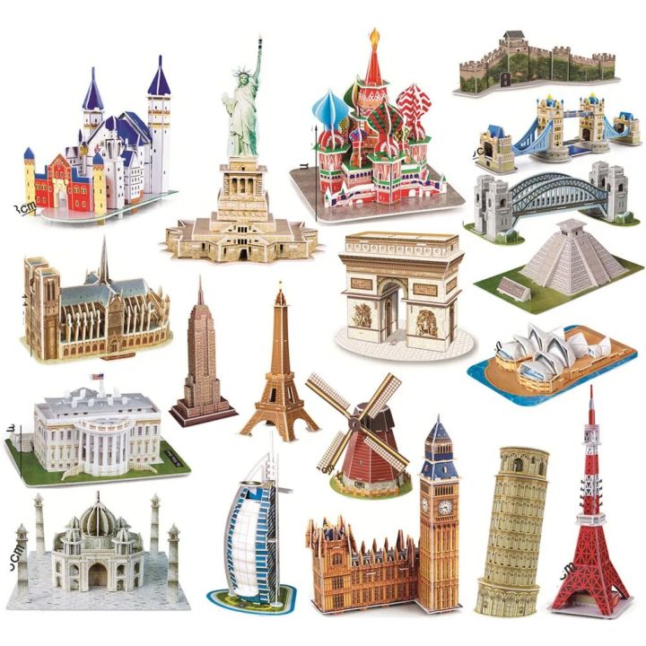 Halloween 40 Style World Famous Architecture Building 3D Puzzle Model Construction 3D Jigsaw Puzzle Toys For Kids Christmas GiftDolls Accessories