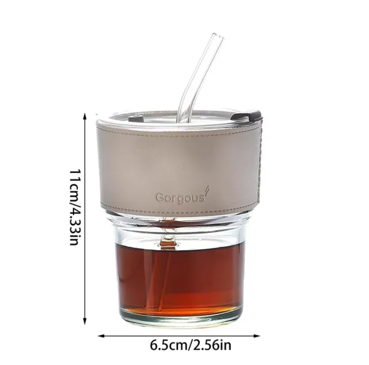NEW%20450ml%20Glass%20Cups%20With%20Cover+Straw+Leather%20Sleeveand%EF%BC%8CReusable%20Boba%20Bottle,%20Iced%20Coffee%20Glasses,%20Travel%20Tumbler%20For%20Bubble%20Tea%20-%20Image%2010