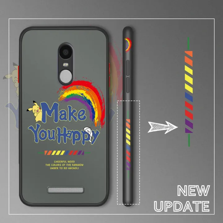 UCUC for Redmi Note 3 Back Cover Rainbow Pikachu Side Printed Design Phone Case Ultra Thin Frosted Cover Shockproof Phone Cover