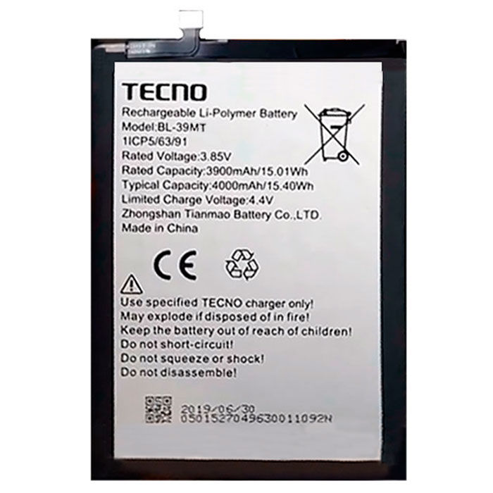 Battery For Tecno Camon 15 pro CD8 / CD8J 1629 BL-39MT Camon 15 pro-BL-39MT