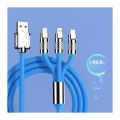 Original Zinc Alloy 3 In 1 120W 6A Super Fast Charging Cable Liquid Silicone Fast Charging Data Cable For Micro USB Type-C Iphone With Indication Light.