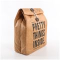 Thermal Cooler Insulated Kraft Foldable Reusable Leakproof paper Breakfast Bento Bag Container Portable Large Capacity Kid Women.