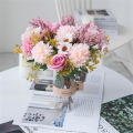 Artificial Flowers Rose lavender Hydrangea Daisy Autumn Hybrid Bouquet for Home Wedding Christmas Decor Fall Silk Fake Flower.