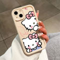 TA for iPhone 11 12 13 14 15 Pro Max 14 15 Plus Back Cover Soft Square Hello Kitty Pattern Cases Silicone Camera Protection Phone Case.