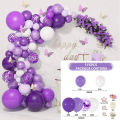 【Buried Buzie】Butterfly Purple Pink Balloon Garland Arch Kit Happy Birthday Party Decor Kids Baby Shower Latex Ballon Wedding Party Supplies.