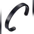Black Stainless Steel Cuff Bracelet for Men.