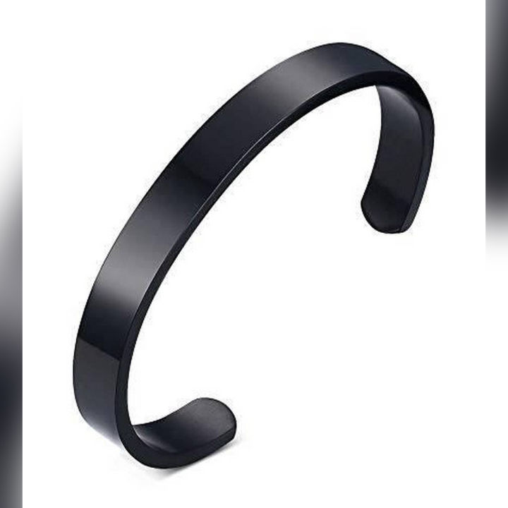 Secret Squirrel Thin Gold Line Bracelet - Black Stainless Steel Cuff For 911 Operators & Dispatchers