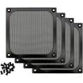 4Pack 120mm Computer Fan Filter Grills Stainless Steel Wire Mesh,Aluminum Alloy Ventilation Mesh Dust Filter Grill,Black. 