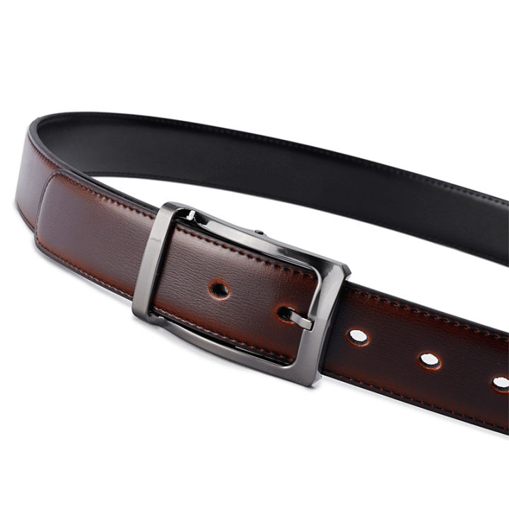1Pcs%20Men's%20Genuine%20Leather%20Reversible%20Belt%20Rotated%20Buckle%20Two%20In%20One%20Big%20And%20Tall%20-%20Image%205