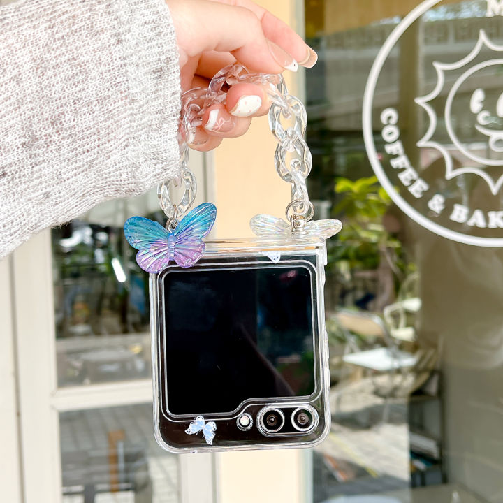 Olige%20%20Case%20For%20Samsung%20Z%20Flip%203%204%205%206%207%20New%20folding%20screen%20dazzling%20colorful%20butterfly%20and%20three-dimensional%20colorful%20flower%20belt%20hand%20chain%20Phone%20Case%20Back%20Cover%20-%20Image%206