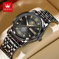 Olevs 5513 Black Stainless Steel Analog Wrist Watch For Men. 