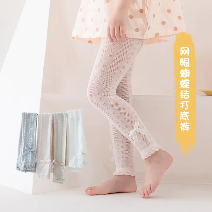 Girls'%20Leggings%20Summer%20Thin%20Mesh%20Cotton%20Children's%20Ninth%20Pantyhose%20Baby%20White%20Trousers%20Outer%20Wear%20Spring%20and%20Autumn%20-%20Image%203
