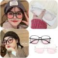 Large Frame Blush Glasses Plastic Frame Cute Girl Makeup-free Glasses Full Frame Eyewear Myopia Frames Goggles. 