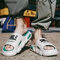 New Letter Men Slides Male Summer Shoes Outside Thick Bottom Flip Flops Comfortable Home Men Slippers Beach Casual Men'S Sandals. 