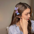Trendy 1 Pair = 2 Pcs Butterfly Hairpin New Korean Elegant Metal Tassel Long Hair Clips for Women - Antique Party Hair Accessories - Crown. 