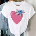 Tee Women Top Clothes Love Heart Valentine's Day Lady Casual Short Sleeve Fashion Summer Tshirt Regular Female Graphic T-Shirt.
