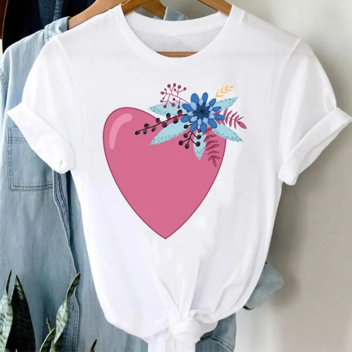 Tee%20Women%20Top%20Clothes%20Love%20Heart%20Valentine's%20Day%20Lady%20Casual%20Short%20Sleeve%20Fashion%20Summer%20Tshirt%20Regular%20Female%20Graphic%20T-Shirt%20-%20Image%203
