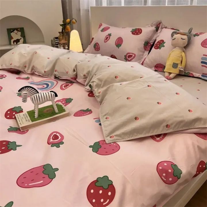 Korean Bedding, Single and Double in Style, Student Dormitory, Three Piece Set, Bed Sheets, Quilt Cover, Four Piece Set