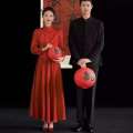 Long sleeved toasting gown for the bride 2024, wine red cheongsam, new Chinese banquet, small stature engagement dress, back in style.