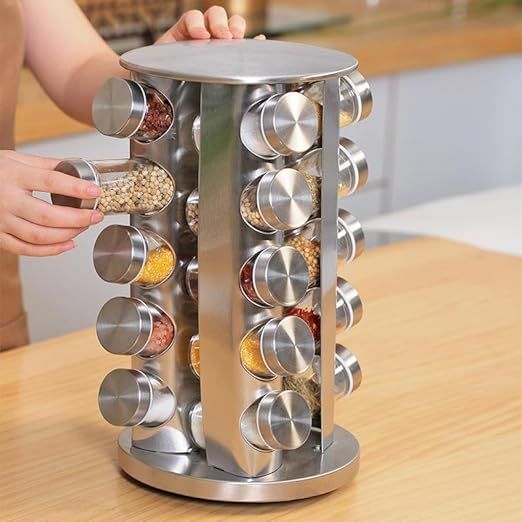 pice Rack | Set of 20 Spice Jars | Seasoning Storage Organization ...