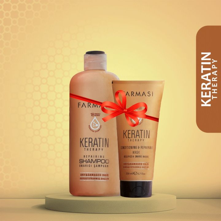 FARMASI KERATIN THERAPY DAMAGE REPAIRING SHAMPOO with Hair Mask