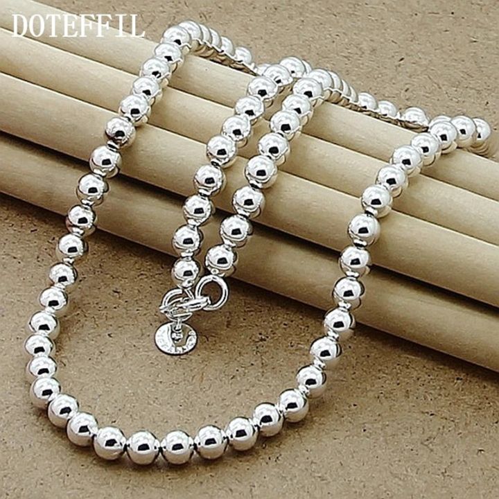 DOTEFFIL%20925%20Sterling%20Silver%206mm%20Smooth%20Beads%20Ball%20Chain%20Necklace%20For%20Women%20Trendy%20Wedding%20Engagement%20Jewelry%20-%20Image%205