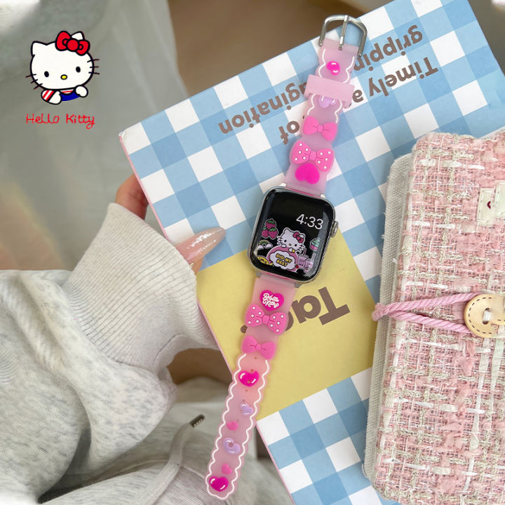 New%20Kawaii%20Sanrio%20Cartoon%20Hello%20Kitty%20Apple%20Watch%20Strap%20Cute%20My%20Melody%20Kuromi%203D%20Print%20IWatch%20Full%20Range%20Replacement%20Girl%20Gifts%20-%20Image%202