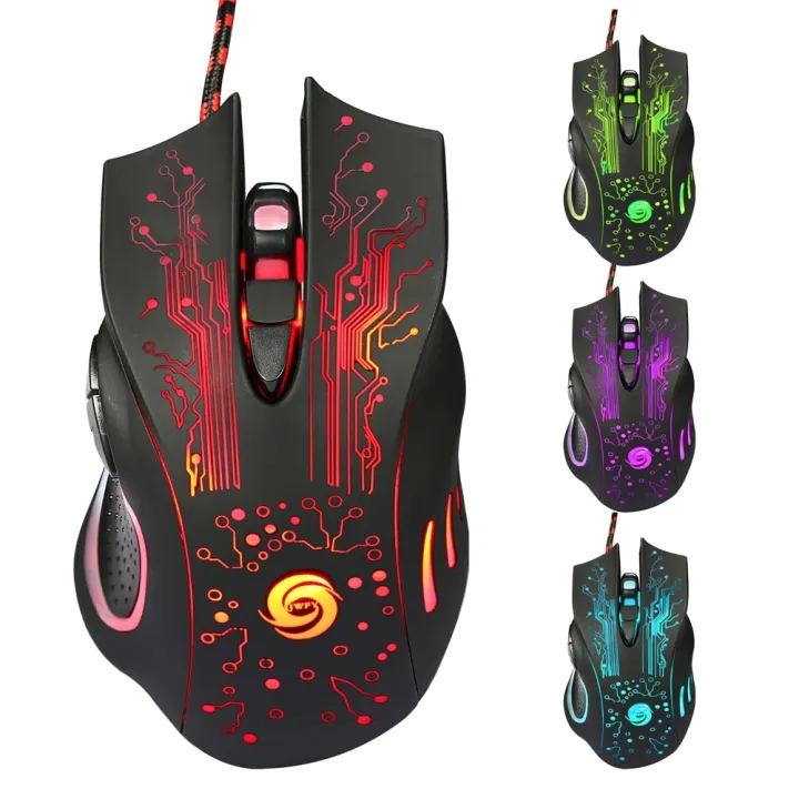 LED Optical 6D Mice Ergonomic Gaming Mouse Flank Cable USB Wired Gaming ...