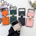For Samsung Z Flip 1 2 3 Case With Ring Buckle Retro PU Leather Shockproof Phone Case For Samsung Galaxy Z Flip 4 5.