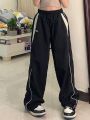 Y2k Women Wide Leg Cargo Pants Casual Streetwear Loose Drawstring Trousers Drawstring Sweatpants Female Vintage Baggy Joggers.
