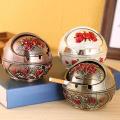 Ashtray Household Home Decor Zinc Alloy Retro Large Ash Holder with Lid for 3d Relief Pattern Design is Exquisite. 