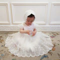 Baby Birthday Princess Dress Elegant Girl Embroidery Flower Beaded White Baptism Tutu Gown Kids Formal Evening Party Costume. 