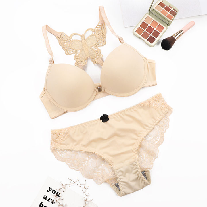 Bra and Panty Set for Women Front Open Push Bra