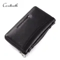 CONTACT'S Brand Cow Leather Men Casual Long Clutch Wallet Zipper Purse With Passport Holder Phone Case Card Holder. 