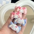 Plaid Bow Hair Clip Duckbill Clip Bangs Hair Accessories Kids Kuromi Cinnamoroll BB Barrettes Sanrio Girl Sweet Korean INS Style Children Kawaii Hair Pins Fabric Cartoon. 