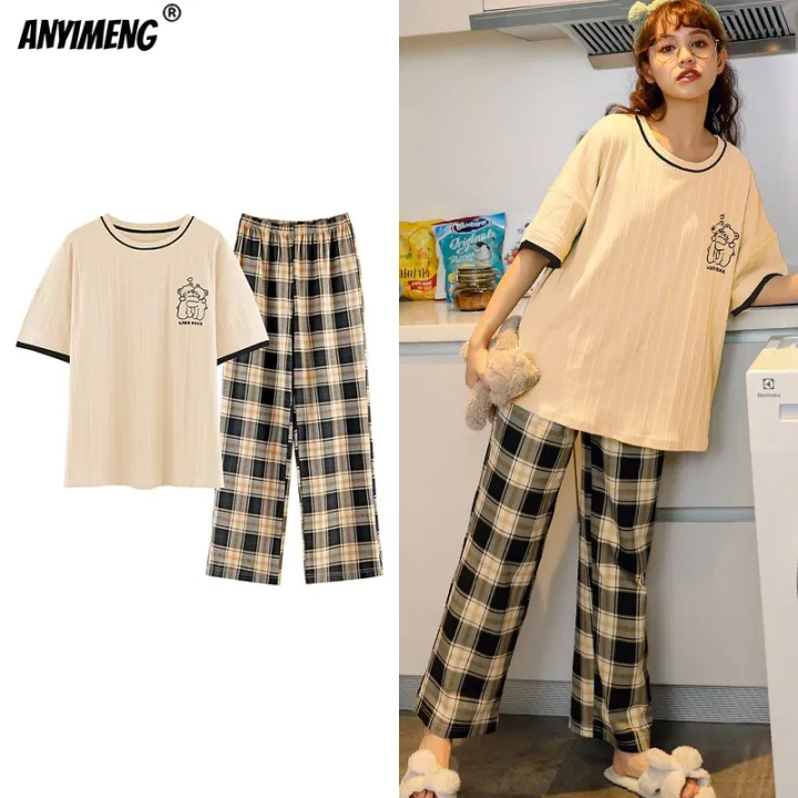 Sleepwear%20Cartoon%20Cotton%20Pajamas%20for%20Women%20Long%20Pants%20Short%20Sleeved%20Summer%20Spring%20Loungewear%20%20Fashion%20Home%20Clothing%20Homewear%20-%20Image%205